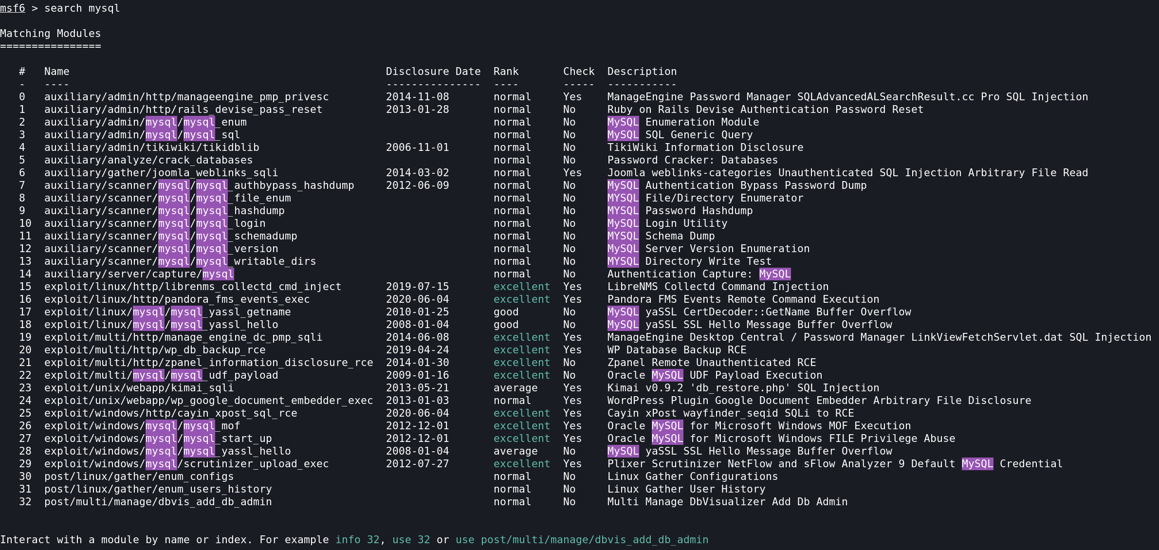 Metasploit Search