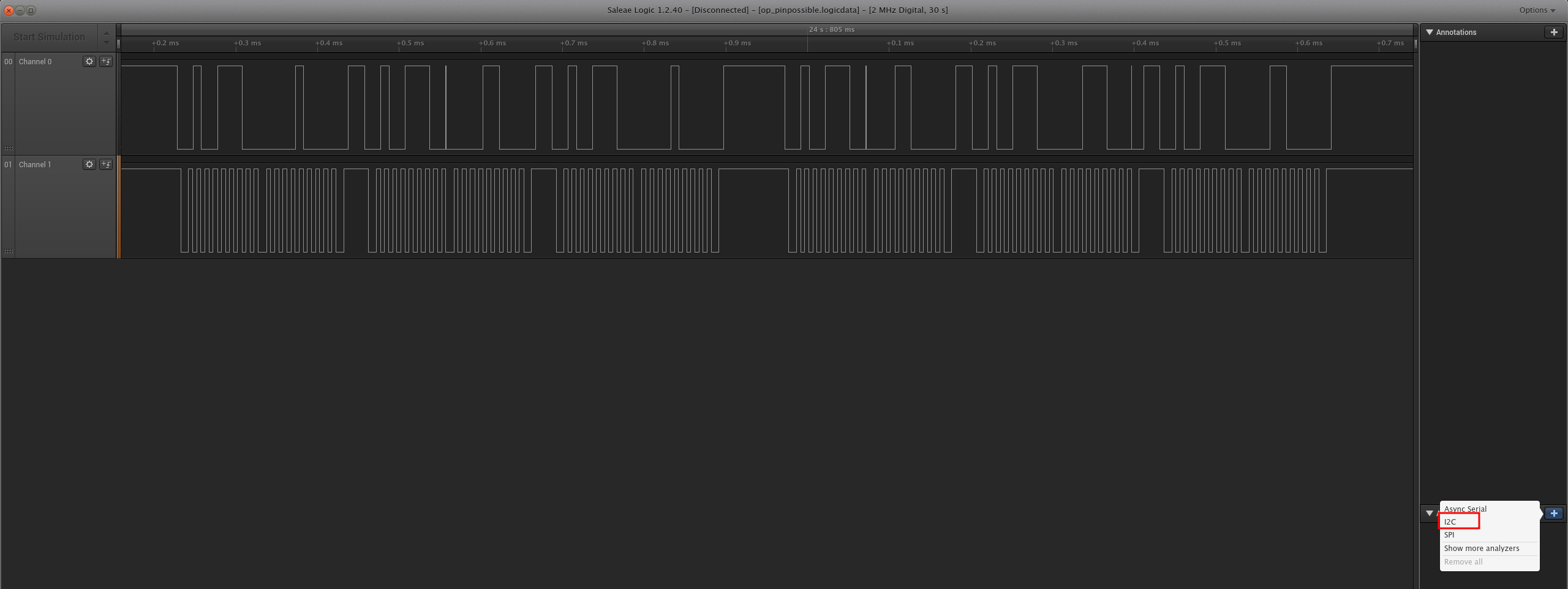 Logic 1 I2C 2