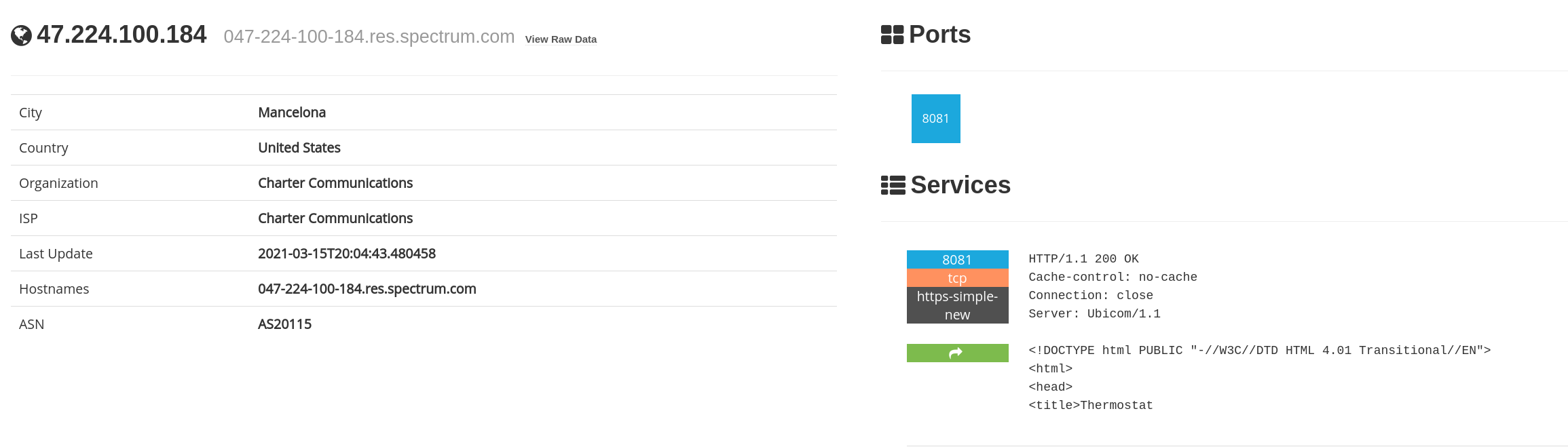 Shodan Result Details